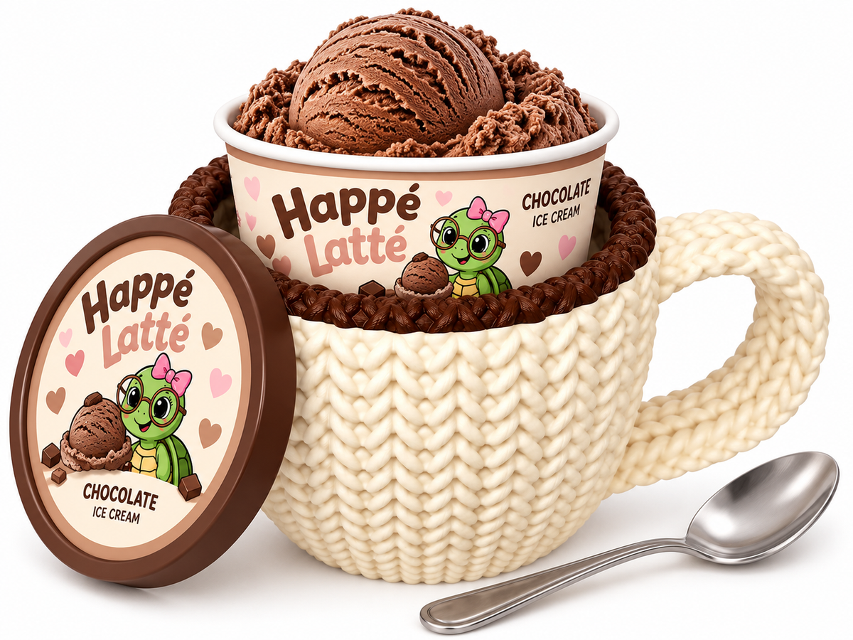 Happé Latté – Set of 4 Knit-Look Ice Cream Pint Holders | Gift Bundle