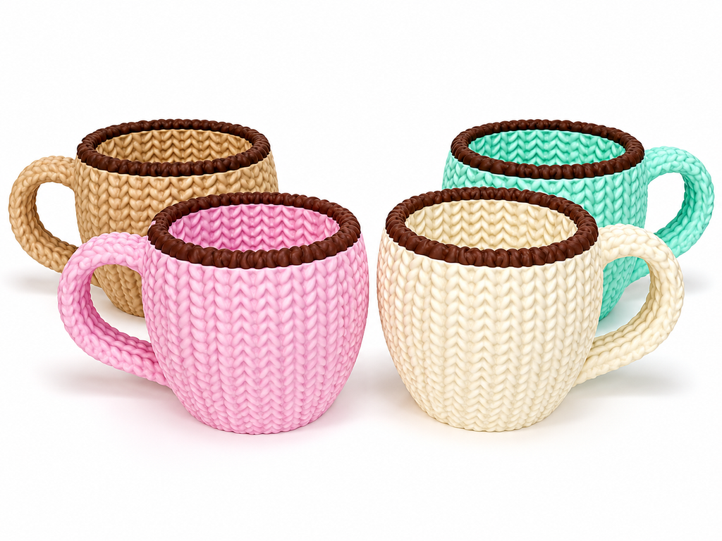 Happé Latté – Set of 4 Knit-Look Ice Cream Pint Holders | Gift Bundle